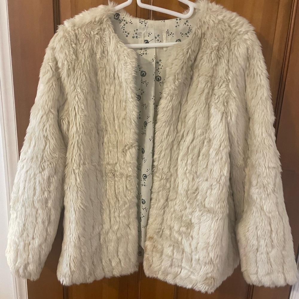 Zara Cream Faux Fur Jacket